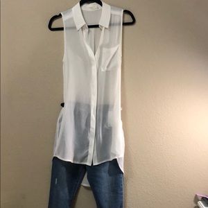 Lush High Lo Sheer Button down Tank